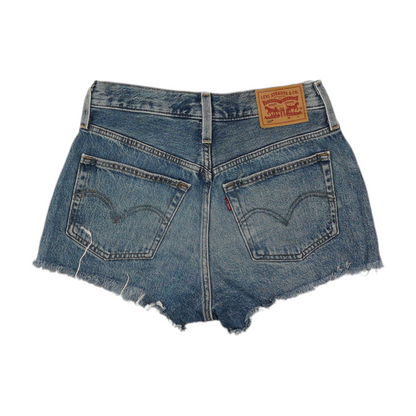 Blue Solid Denim Shorts