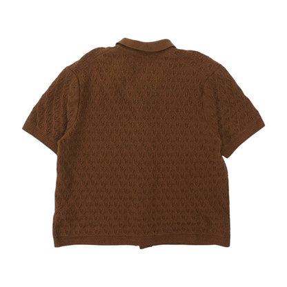 Brown Solid Short Sleeve Button Down