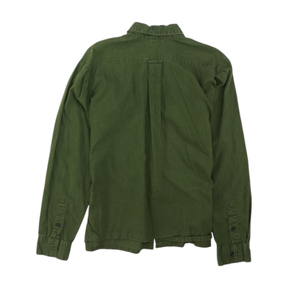 Green Solid Long Sleeve Button Down