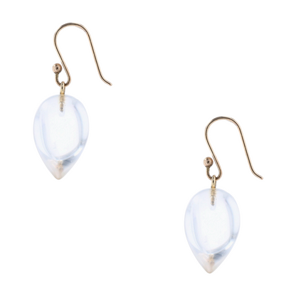 18K Yellow Gold Quartz Dangle Earrings
