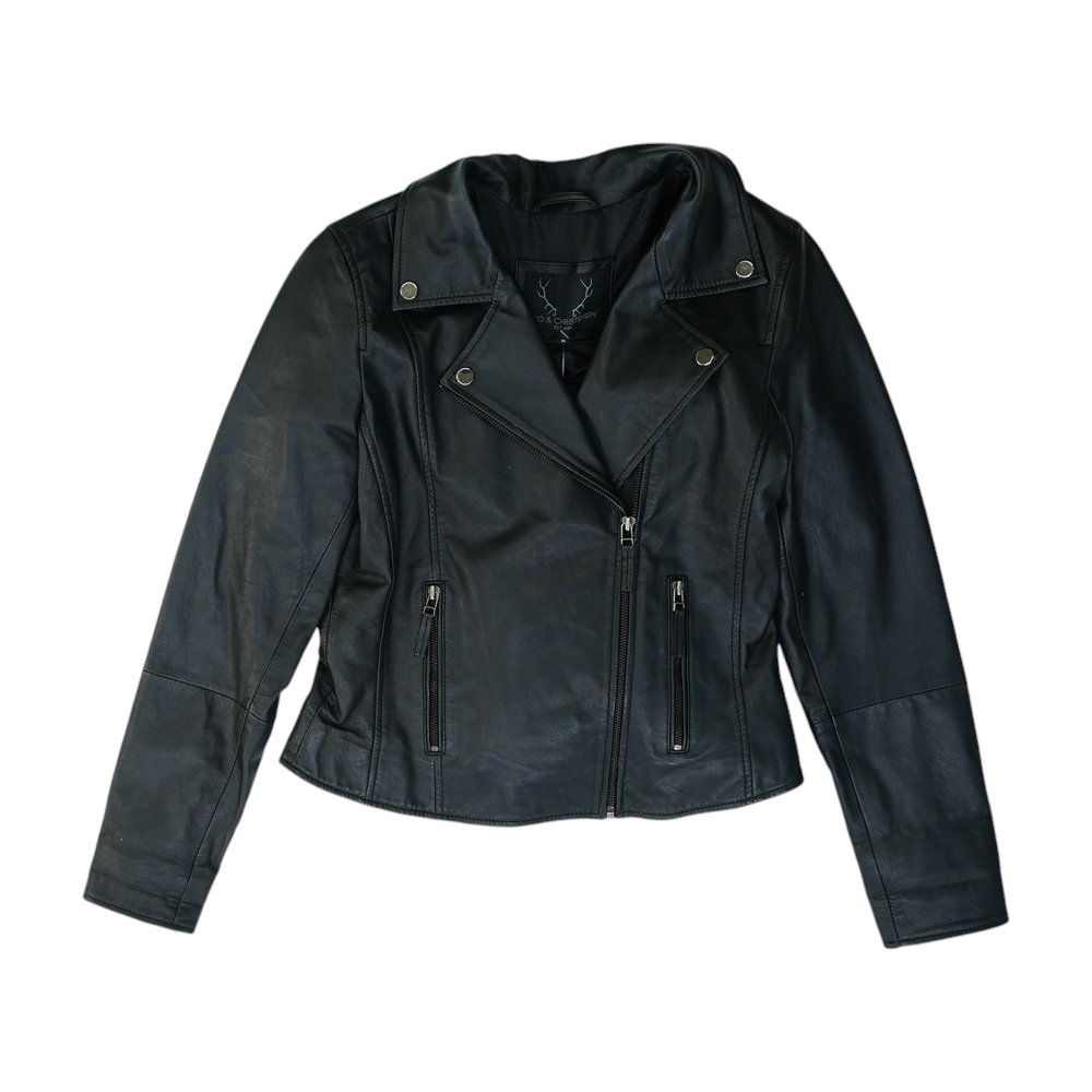 Black Solid Leather Jacket