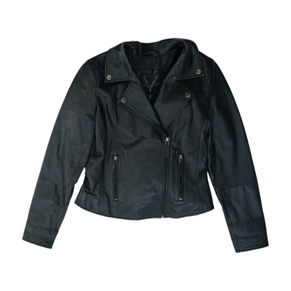 Black Solid Leather Jacket