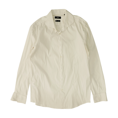 White Solid Long Sleeve Button Down