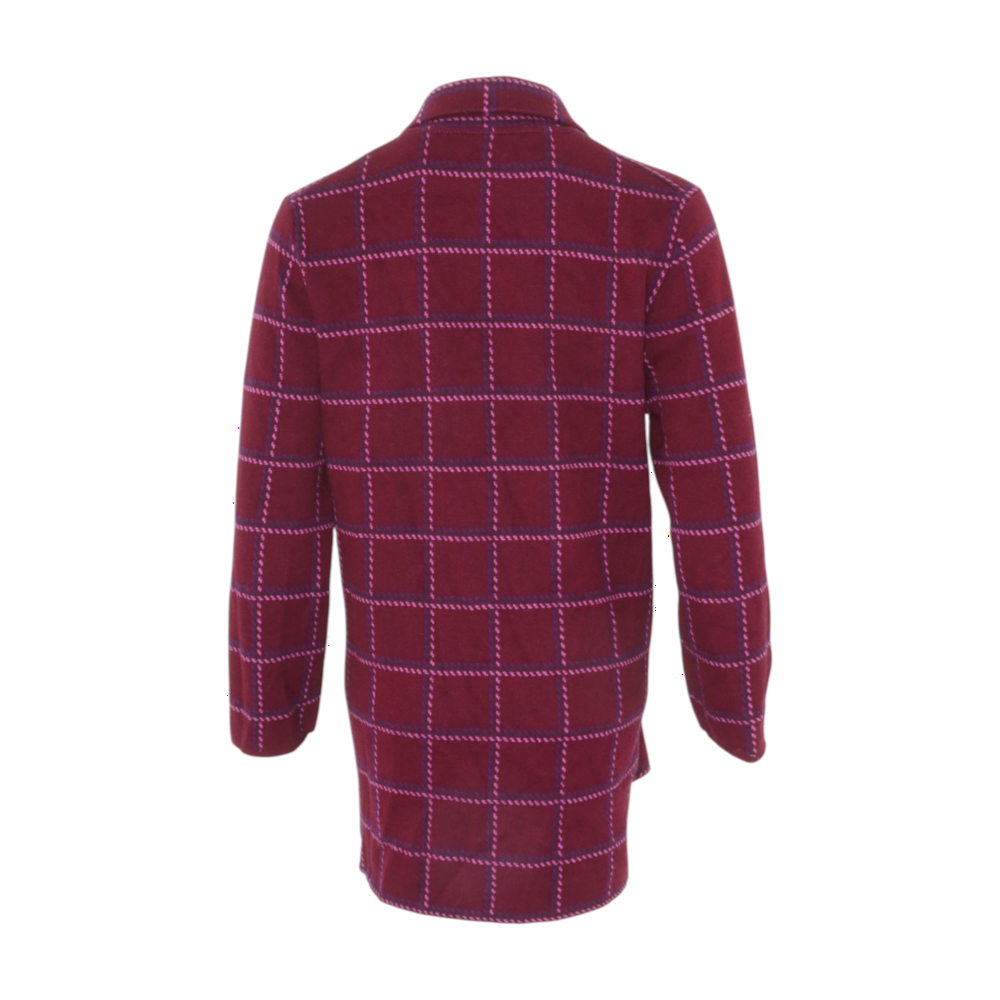 Maroon Plaid Cardigan Sweater