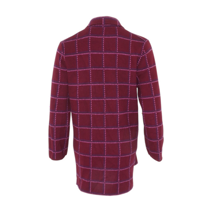 Maroon Plaid Cardigan Sweater