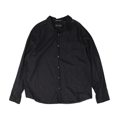 Navy Striped Long Sleeve Button Down