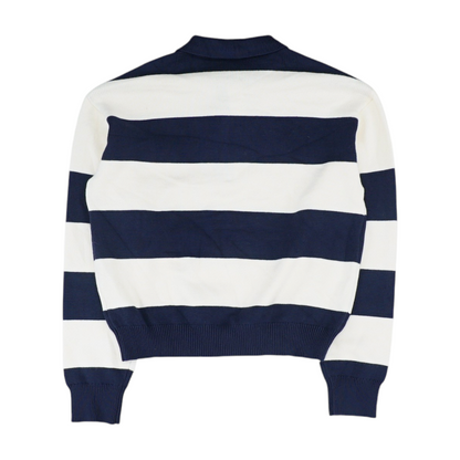 Navy Striped 1/4 Zip Sweater