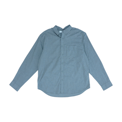 Gray Solid Long Sleeve Button Down