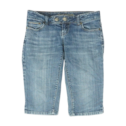 Blue Solid Denim Shorts