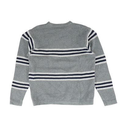Gray Striped Pullover Sweater