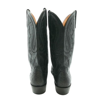 Black Quill Pattern Ostrich Leather Boots