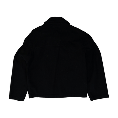 Black Solid Denim Jacket