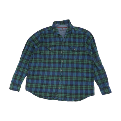 Navy Plaid Flannel Button Down