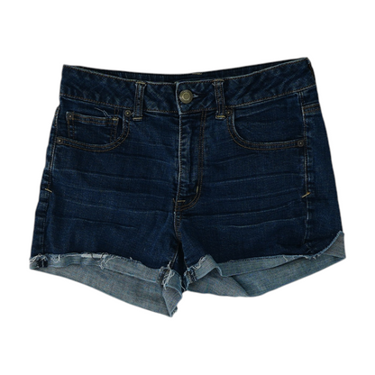 Blue Solid Denim Shorts