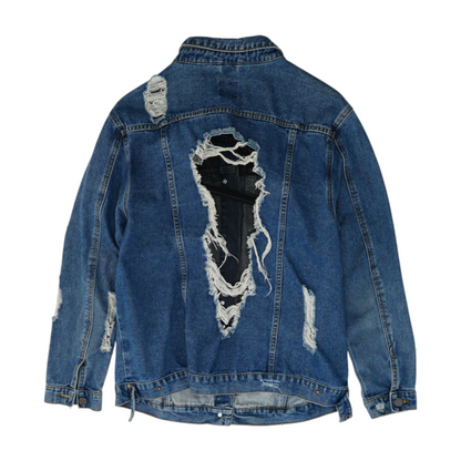 Blue Solid Denim Jacket