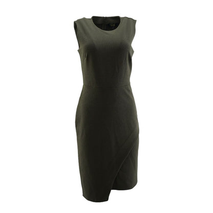 Brown Solid Midi Dress
