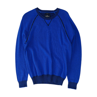 Blue Solid Pullover Sweater