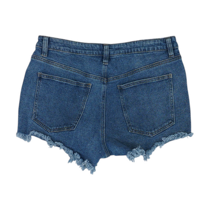 Blue Solid Denim Shorts