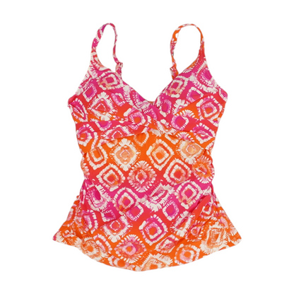 Pink Geometric Swim Top