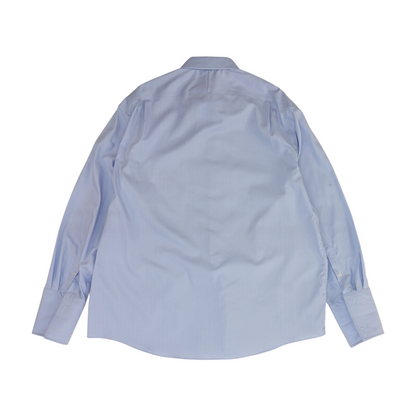 Blue Solid Long Sleeve Button Down