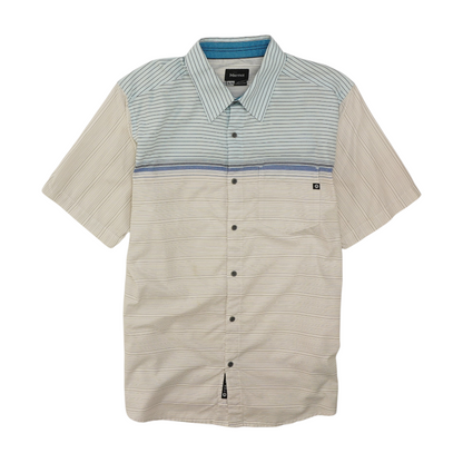 Blue Color Block Short Sleeve Button Down