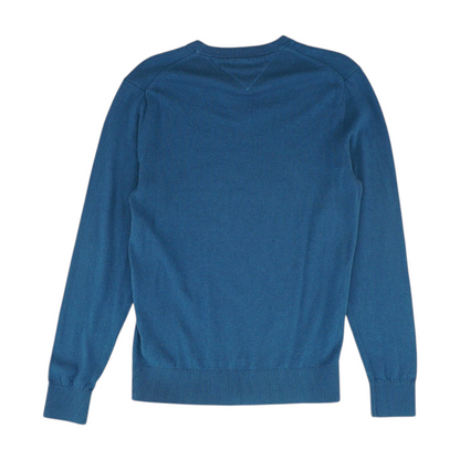 Blue Solid Pullover Sweater