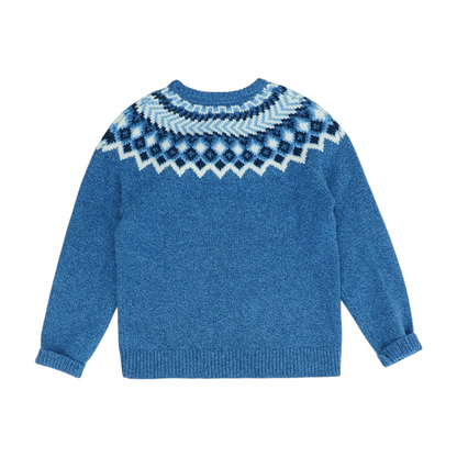 Blue Abstract Pullover Sweater