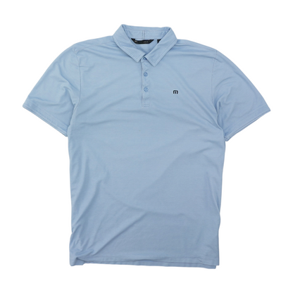 Blue Solid Short Sleeve Polo