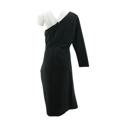 Black Solid Midi Dress