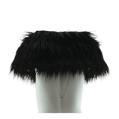 Black Solid Fur Fur Coat