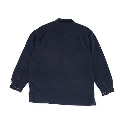 Navy Solid Flannel Button Down
