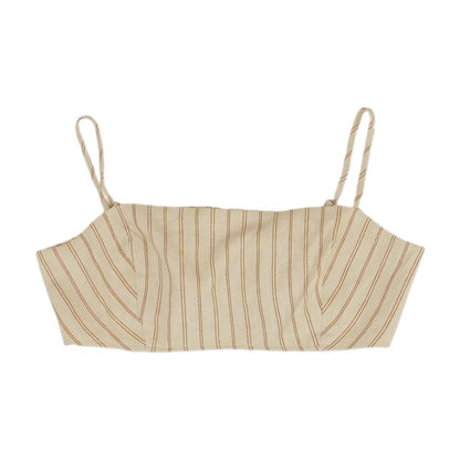 Beige Striped Cropped Blouse
