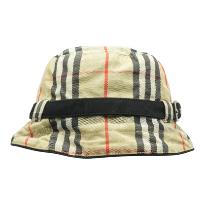 Buckled Check Bucket Hat in Beige