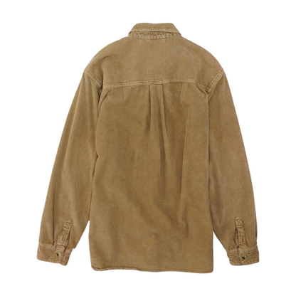 Beige Solid Flannel Button Down