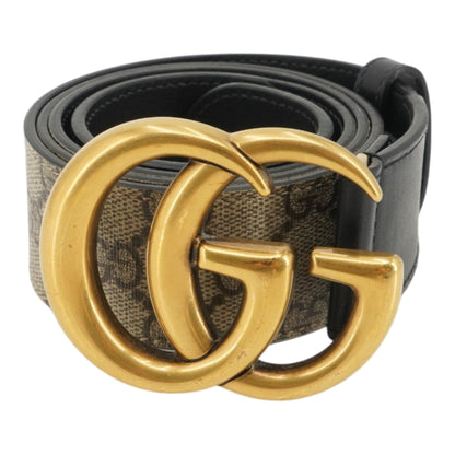 Beige & Ebony GG Marmont Wide Belt in GG Supreme Canvas & Leather