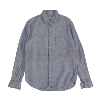 Blue Solid Long Sleeve Button Down