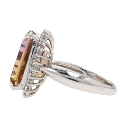 9 5/8 ctw Platinum Ametrine Statement Ring