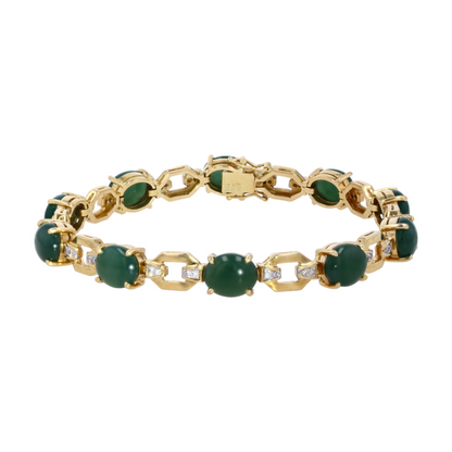 18K Yellow Gold Jade Chain Bracelet