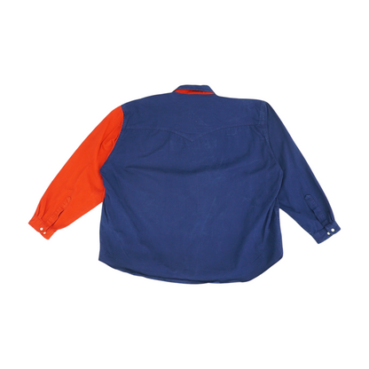 Navy Color Block Flannel Button Down