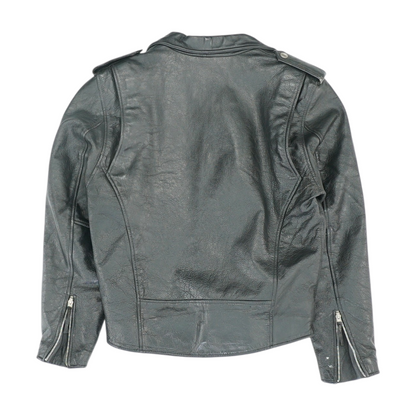 Black Solid Leather Jacket
