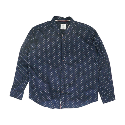 Navy Geometric Long Sleeve Button Down
