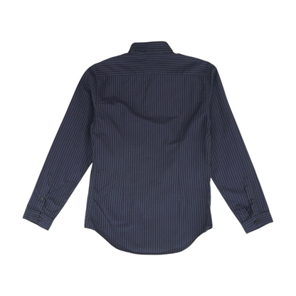 Navy Striped Long Sleeve Button Down
