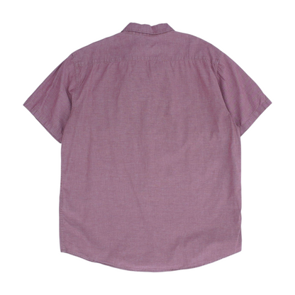 Burgundy Solid Short Sleeve Button Down