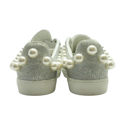 Goldie Glitter Embellished Silver Low Top Athletic Shoes