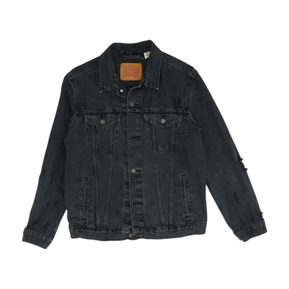 Black Solid Denim Jacket