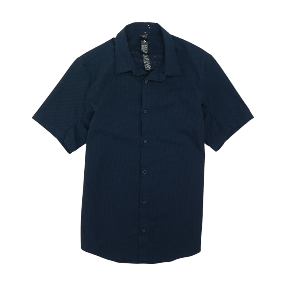 Navy Solid Short Sleeve Button Down