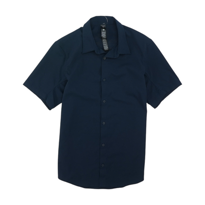 Navy Solid Short Sleeve Button Down