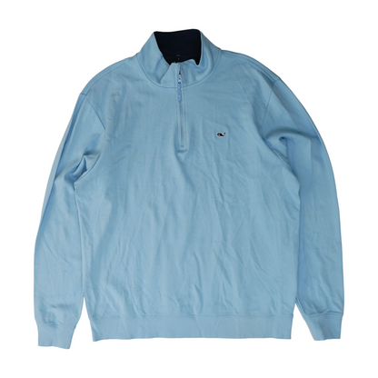 Blue Solid 1/4 Zip Pullover