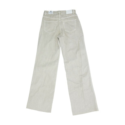 Beige Mid Rise Wide Leg Jeans