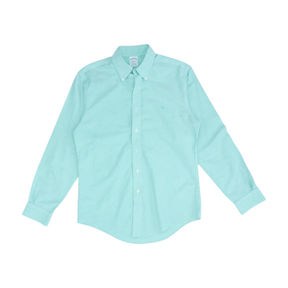 Green Solid Long Sleeve Button Down